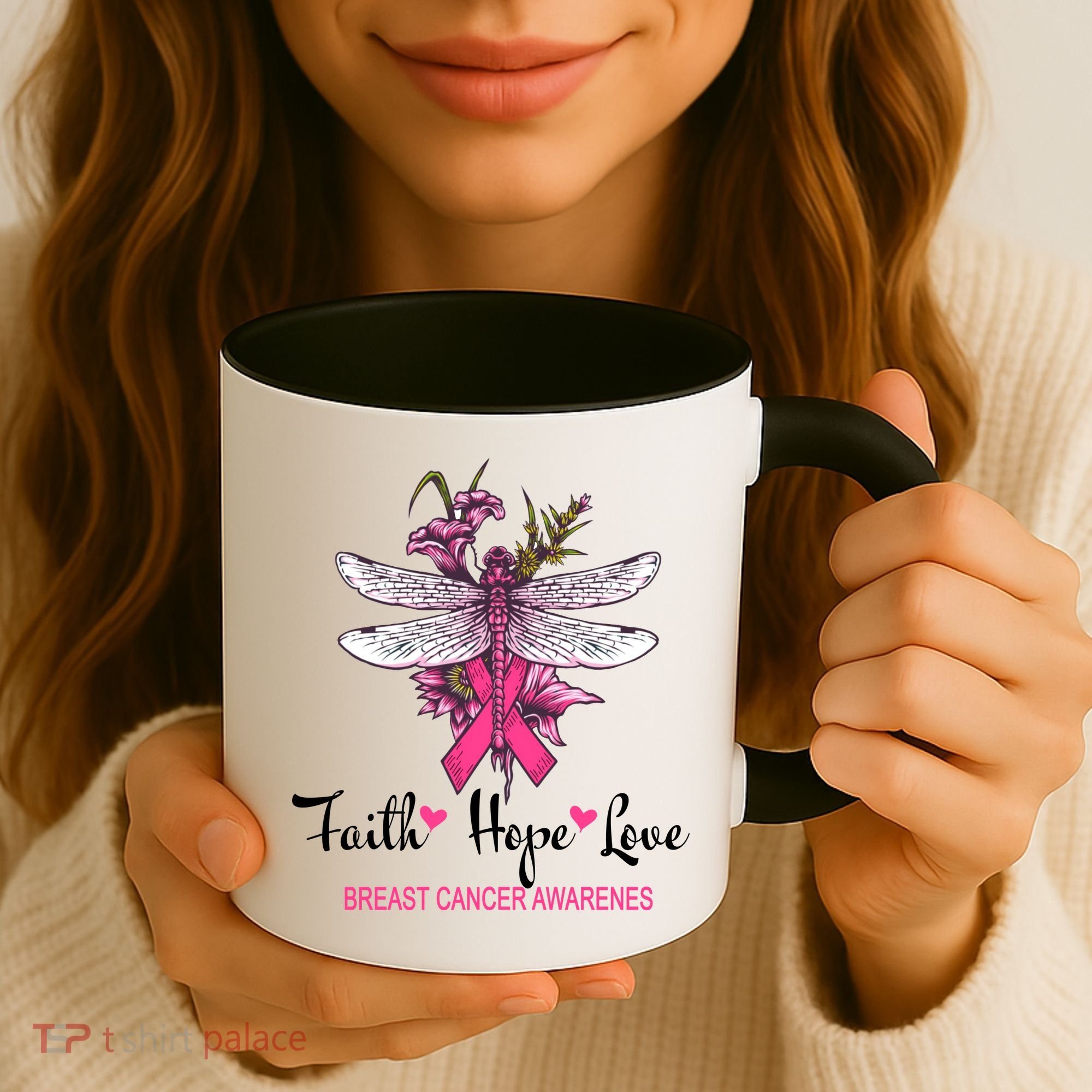 Breast Cancer Awareness Dragonfly Coffee Mug