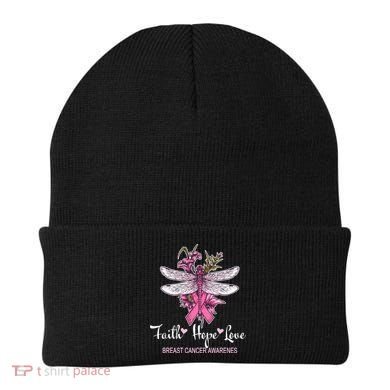 Breast Cancer Awareness Dragonfly Beanie