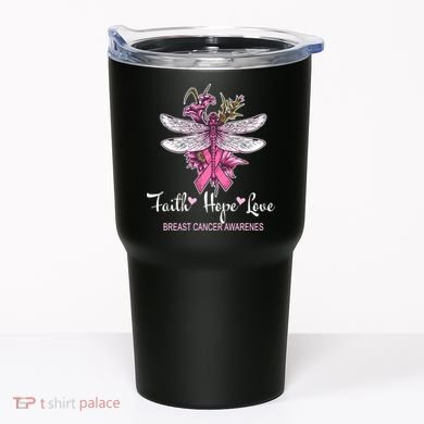 Breast Cancer Awareness Dragonfly Tumbler