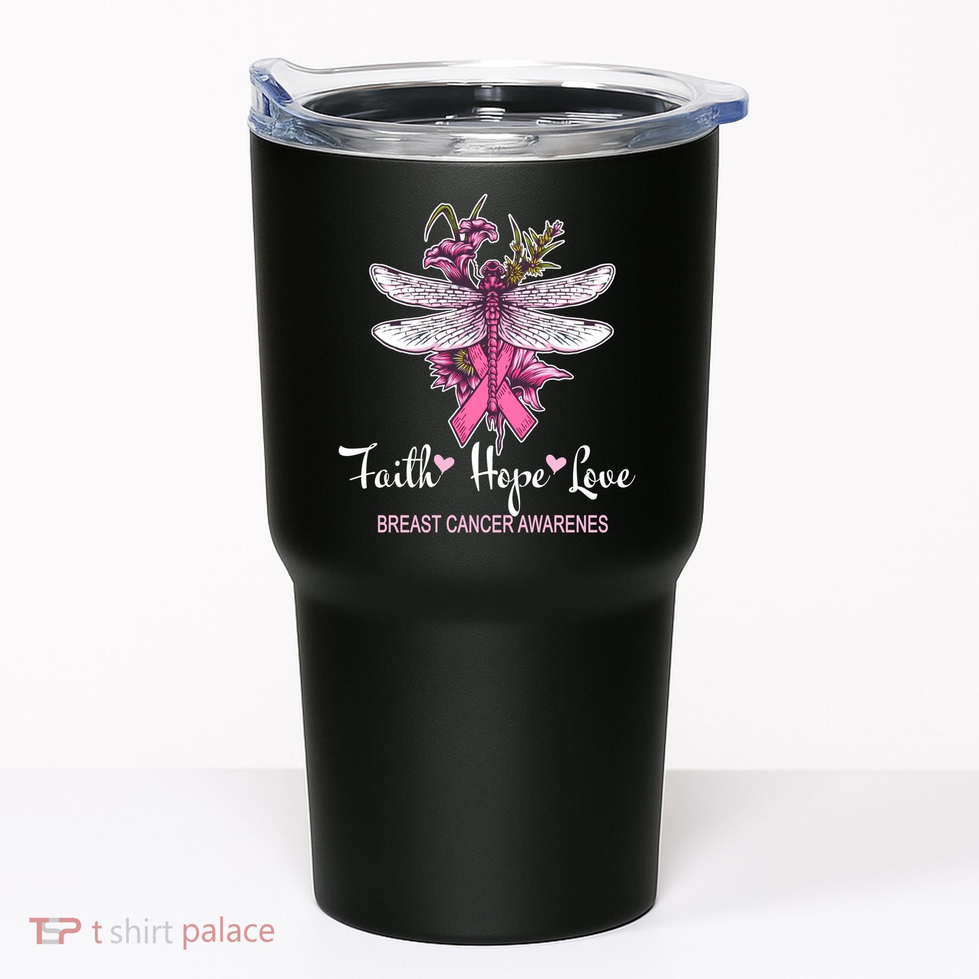 Breast Cancer Awareness Dragonfly Tumbler