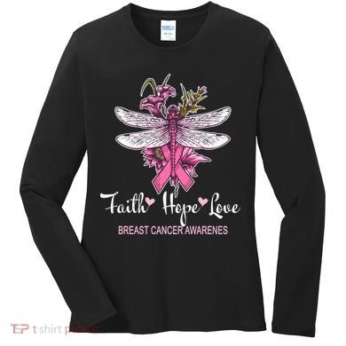 Breast Cancer Awareness Dragonfly Women's Long Sleeve Shirt