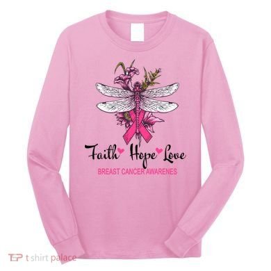 Breast Cancer Awareness Dragonfly Long Sleeve Shirt