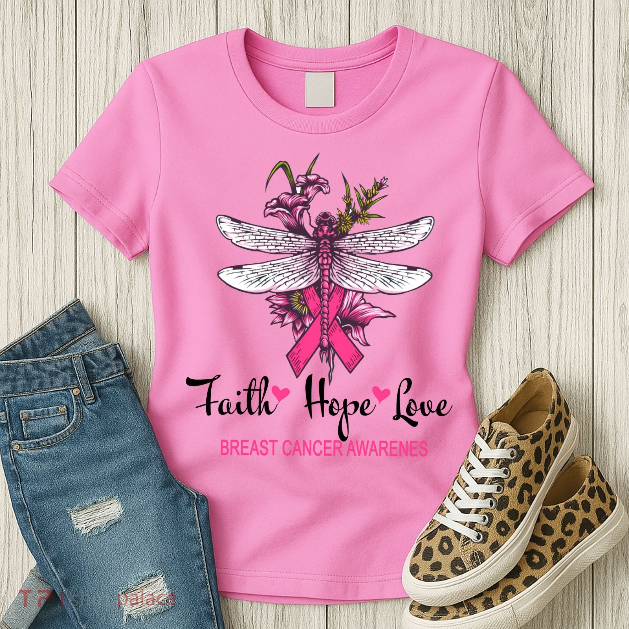 Breast Cancer Awareness Dragonfly Women's T-Shirt