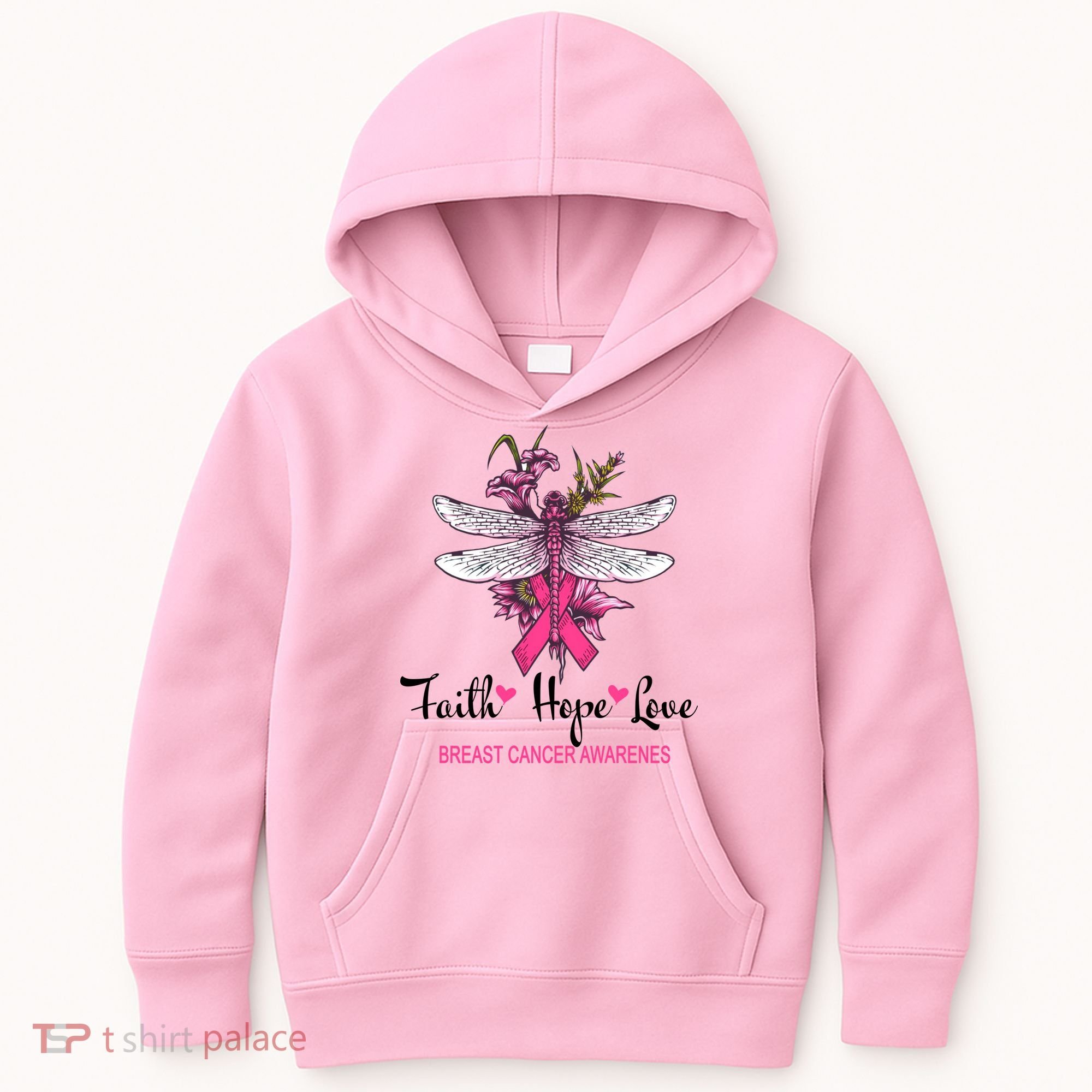 Breast Cancer Awareness Dragonfly Kids Hoodie
