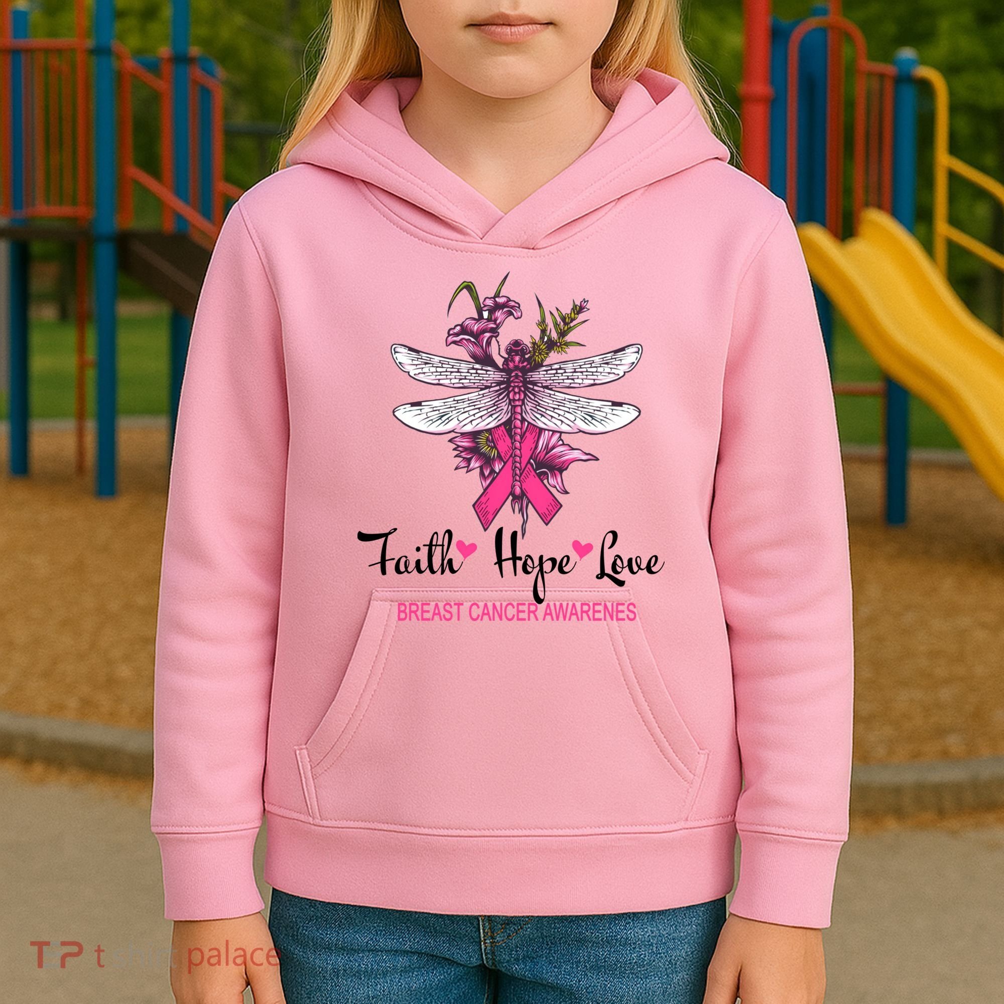Breast Cancer Awareness Dragonfly Kids Hoodie