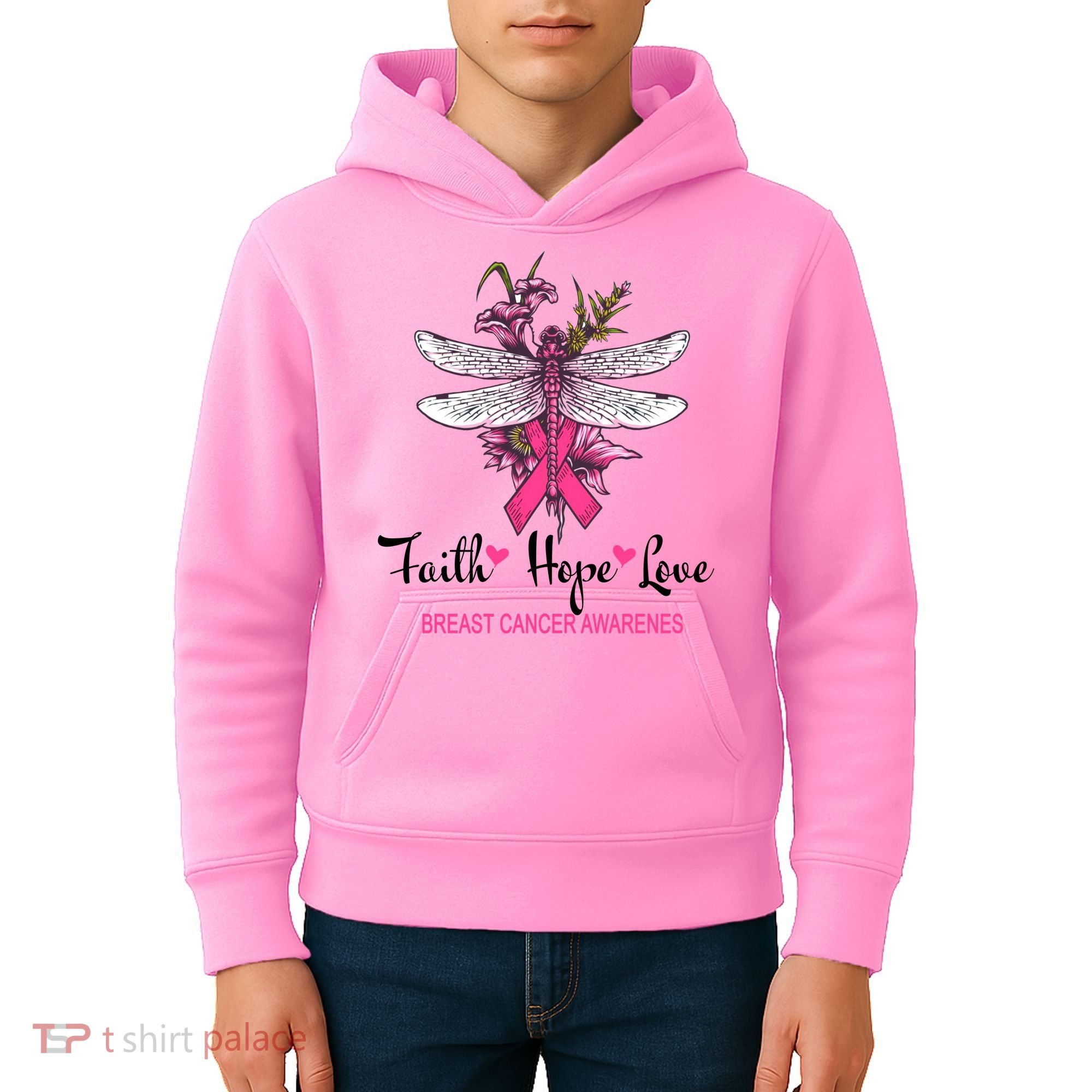 Breast Cancer Awareness Dragonfly Kids Hoodie