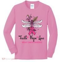 Breast Cancer Awareness Dragonfly Kids Long Sleeve Shirt thumb 0