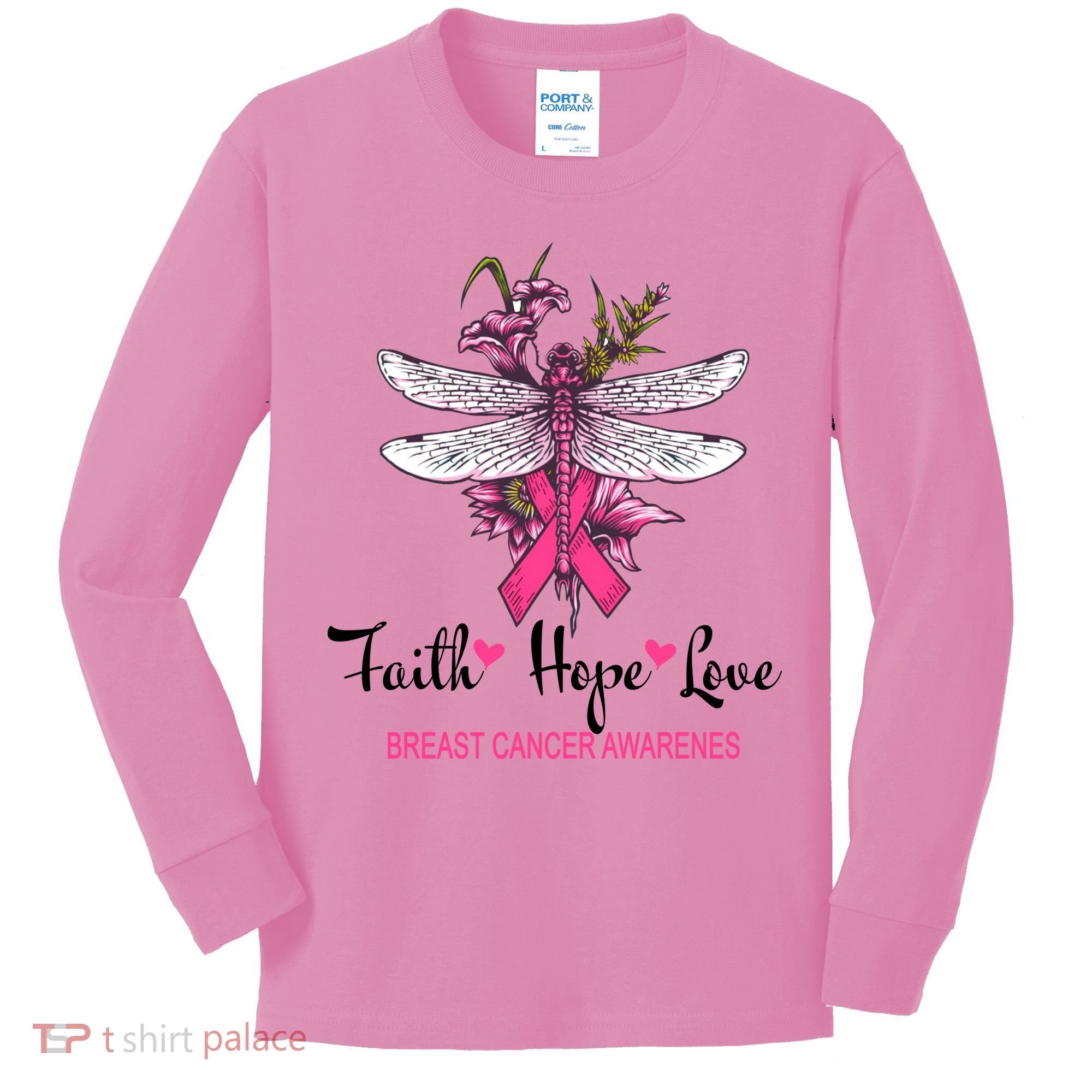 Breast Cancer Awareness Dragonfly Kids Long Sleeve Shirt