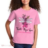Breast Cancer Awareness Dragonfly Kids T-Shirt thumb 2