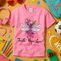 Breast Cancer Awareness Dragonfly Kids T-Shirt thumb 3
