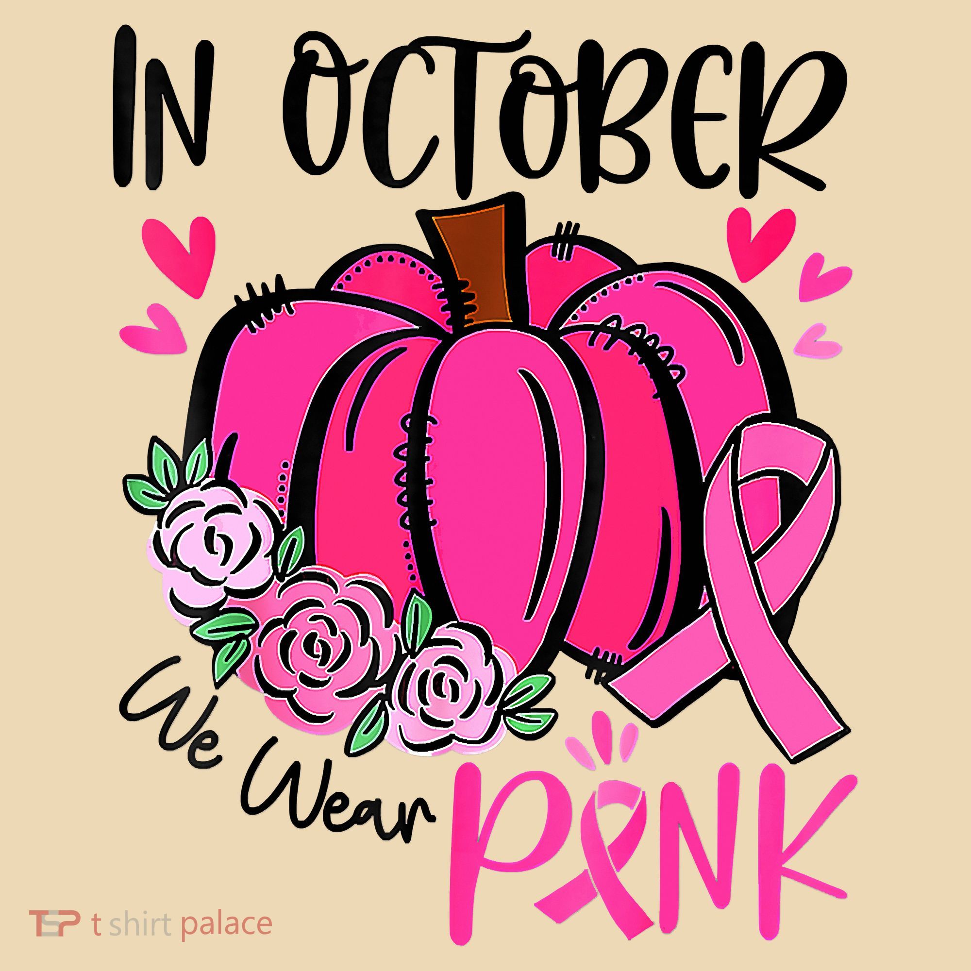 Breast Cancer Awareness In October We Wear Pink Pumpkin Tote Bag