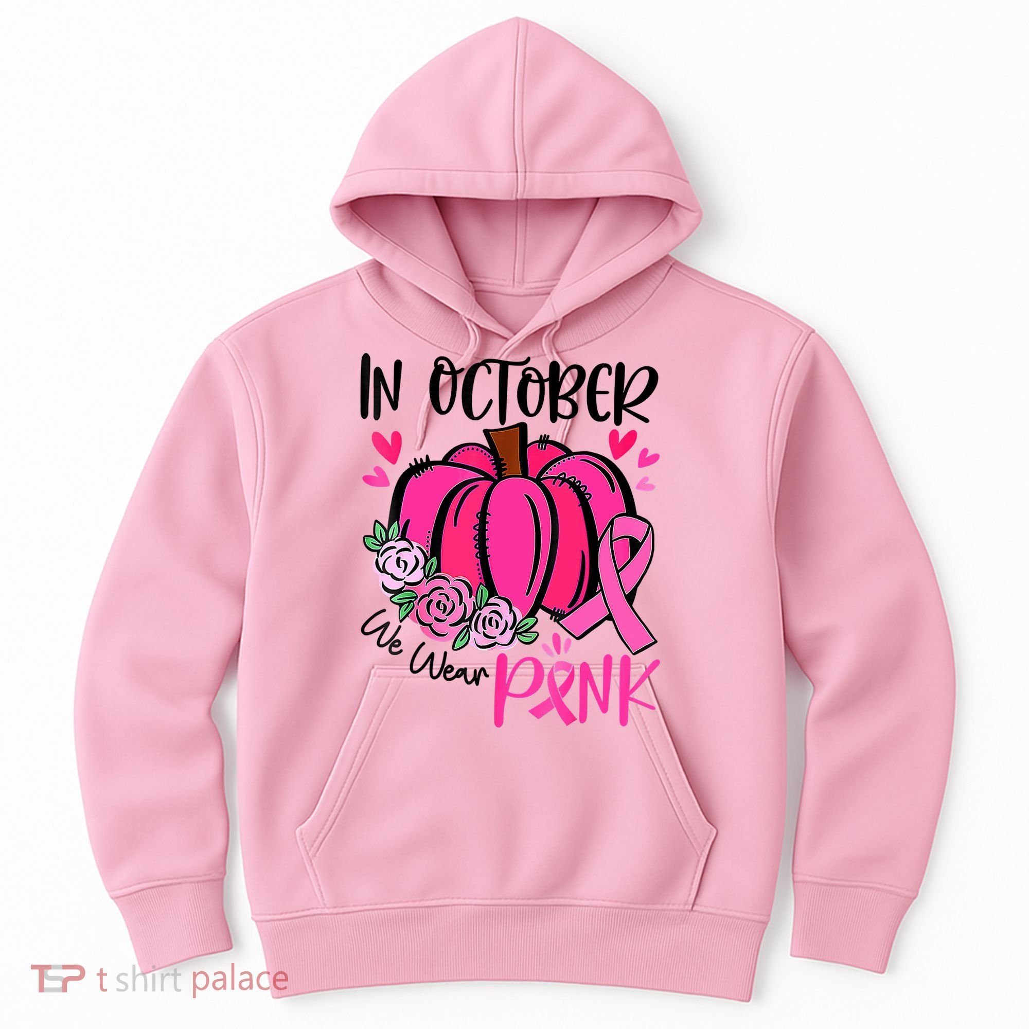 Breast Cancer Awareness In October We Wear Pink Pumpkin Hoodie