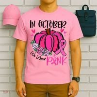 Breast Cancer Awareness In October We Wear Pink Pumpkin T-Shirt thumb 6