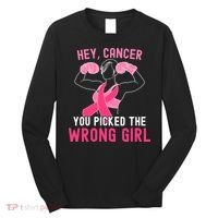 Breast Cancer Awareness Hey Cancer You Picked The Wrong Girl Long Sleeve Shirt thumb 0