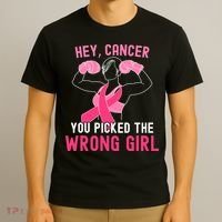 Breast Cancer Awareness Hey Cancer You Picked The Wrong Girl T-Shirt thumb 3