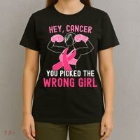 Breast Cancer Awareness Hey Cancer You Picked The Wrong Girl T-Shirt thumb 4