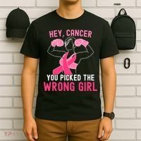 Breast Cancer Awareness Hey Cancer You Picked The Wrong Girl T-Shirt thumb 6
