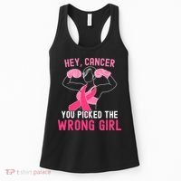 Breast Cancer Awareness Hey Cancer You Picked The Wrong Girl Women's Tank Top thumb 0