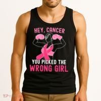 Breast Cancer Awareness Hey Cancer You Picked The Wrong Girl Tank Top thumb 3