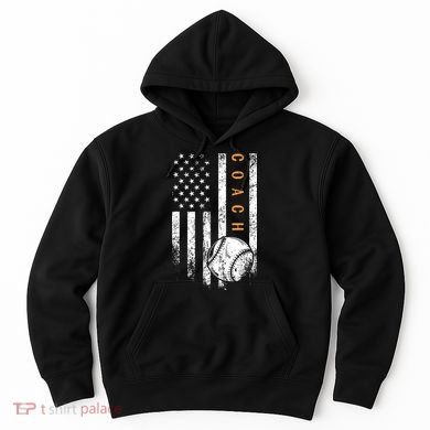 Baseball Coach American Flag Baseball Trainer Coaching Hoodie