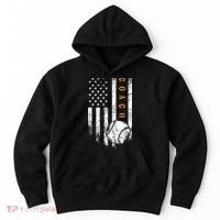 Baseball Coach American Flag Baseball Trainer Coaching Hoodie thumb 0