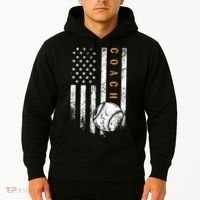 Baseball Coach American Flag Baseball Trainer Coaching Hoodie thumb 2