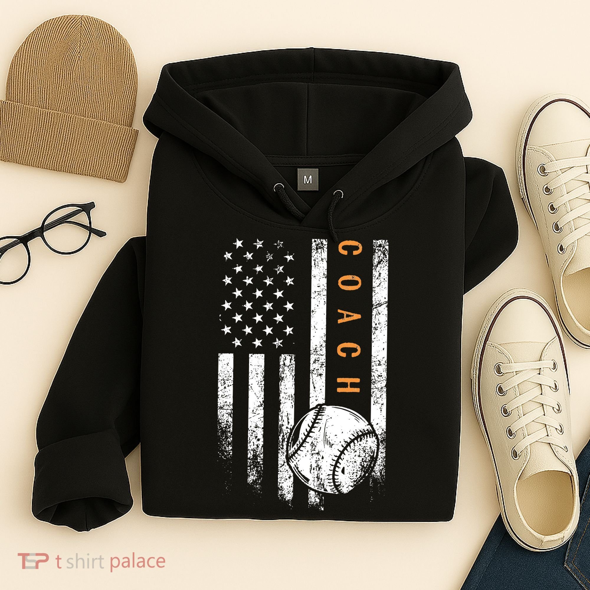 Baseball Coach American Flag Baseball Trainer Coaching Hoodie