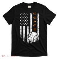 Baseball Coach American Flag Baseball Trainer Coaching T-Shirt thumb 0