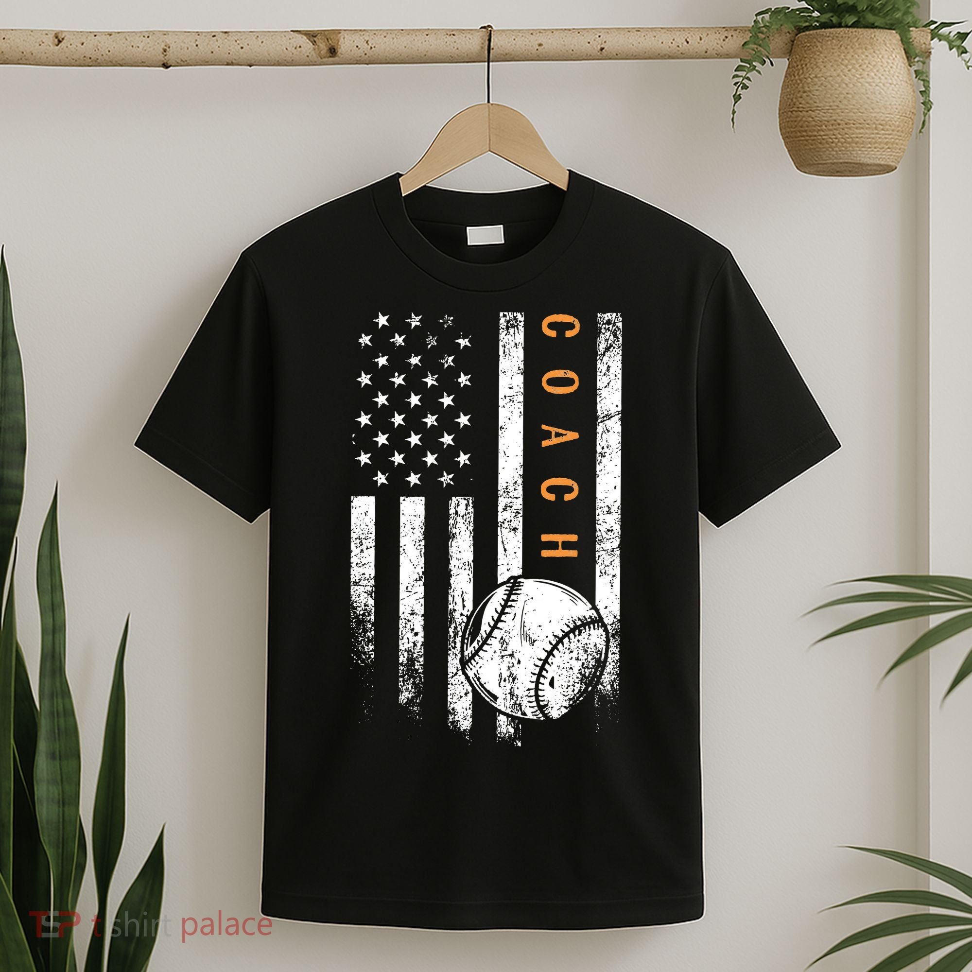 Baseball Coach American Flag Baseball Trainer Coaching T-Shirt