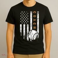 Baseball Coach American Flag Baseball Trainer Coaching T-Shirt thumb 3