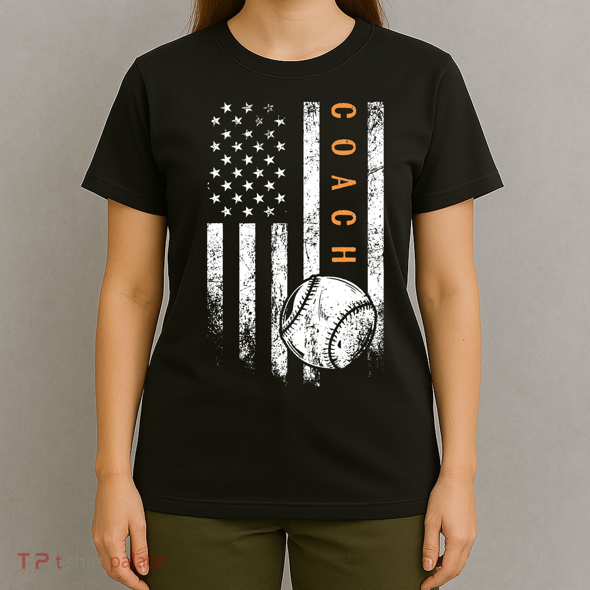 Baseball Coach American Flag Baseball Trainer Coaching T-Shirt