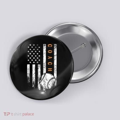 Baseball Coach American Flag Baseball Trainer Coaching Button
