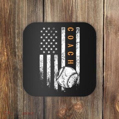 Baseball Coach American Flag Baseball Trainer Coaching Coaster