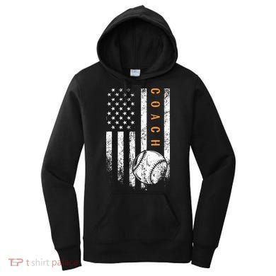 Baseball Coach American Flag Baseball Trainer Coaching Women's Hoodie