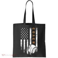Baseball Coach American Flag Baseball Trainer Coaching Tote Bag thumb 0