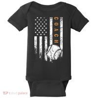 Baseball Coach American Flag Baseball Trainer Coaching Baby Bodysuit thumb 0