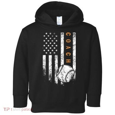 Baseball Coach American Flag Baseball Trainer Coaching Toddler Hoodie