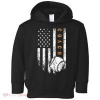 Baseball Coach American Flag Baseball Trainer Coaching Toddler Hoodie thumb 0