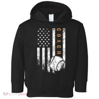 Baseball Coach American Flag Baseball Trainer Coaching Toddler Hoodie thumb 0