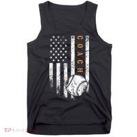 Baseball Coach American Flag Baseball Trainer Coaching Tank Top thumb 0