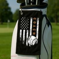 Baseball Coach American Flag Baseball Trainer Coaching Golf Towel thumb 2
