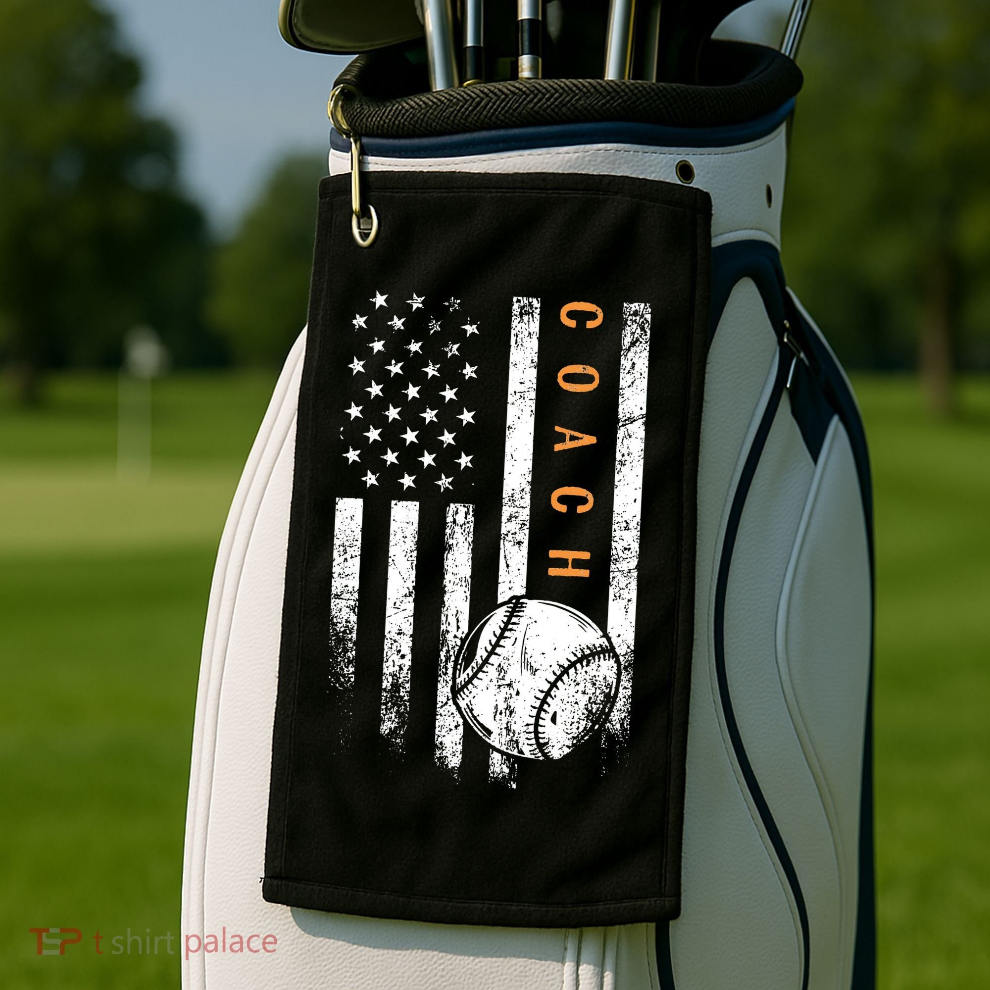 Baseball Coach American Flag Baseball Trainer Coaching Golf Towel