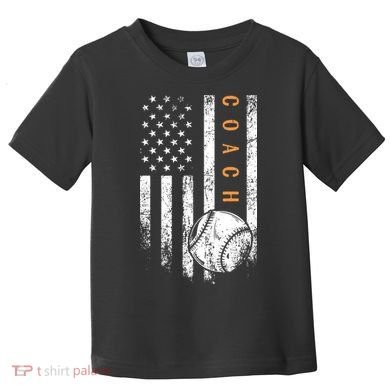 Baseball Coach American Flag Baseball Trainer Coaching Toddler T-Shirt