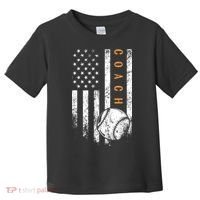 Baseball Coach American Flag Baseball Trainer Coaching Toddler T-Shirt thumb 0