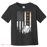 Baseball Coach American Flag Baseball Trainer Coaching Toddler T-Shirt thumb 0