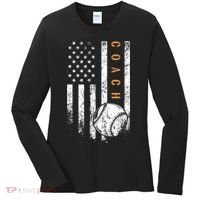 Baseball Coach American Flag Baseball Trainer Coaching Women's Long Sleeve Shirt thumb 0