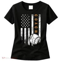 Baseball Coach American Flag Baseball Trainer Coaching Women's T-Shirt thumb 0