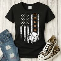Baseball Coach American Flag Baseball Trainer Coaching Women's T-Shirt thumb 3