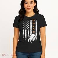 Baseball Coach American Flag Baseball Trainer Coaching Women's T-Shirt thumb 4