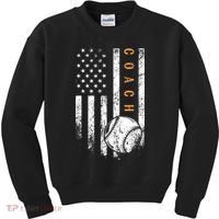 Baseball Coach American Flag Baseball Trainer Coaching Kids Sweatshirt thumb 0